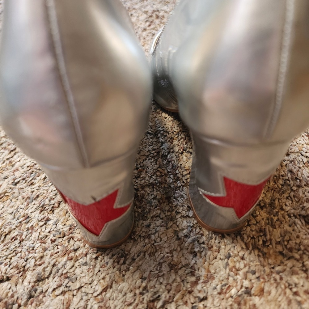 Daisy Street Silver Metallic Star Block Heel Pointed Toe Pumps NWOT US7 UK5 - Picture 5 of 7